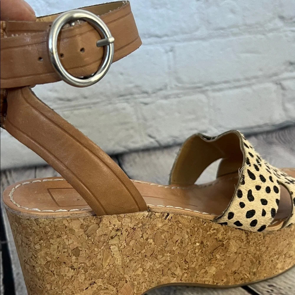 * Dolce Vita Linda platform wedge sandals in leopard calf hair